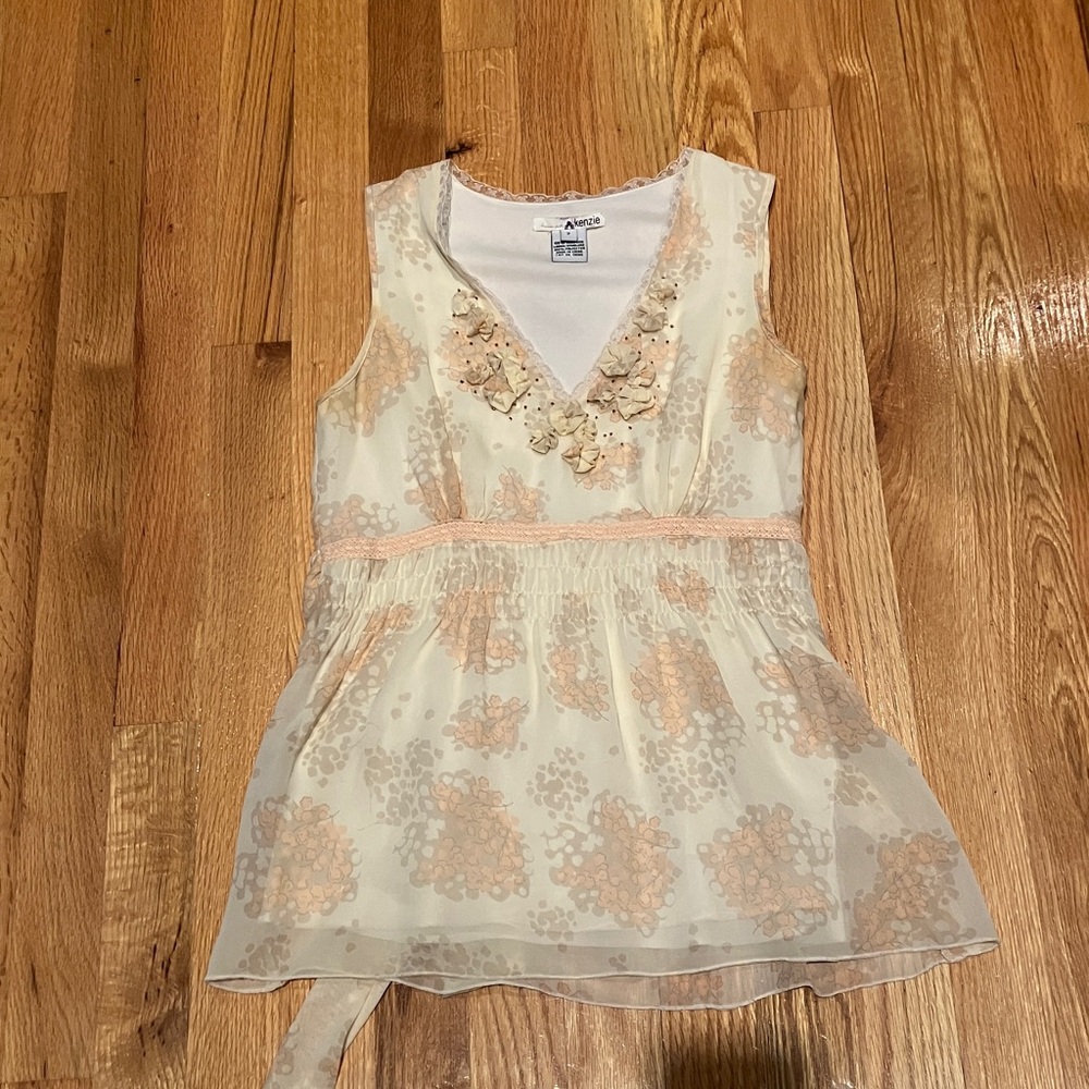 Kenzie Cream and Peach Floral Top